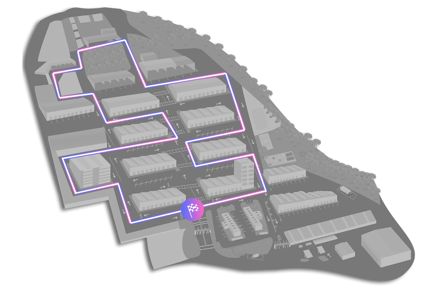 Mapa del circuito Central Run Fest Neón